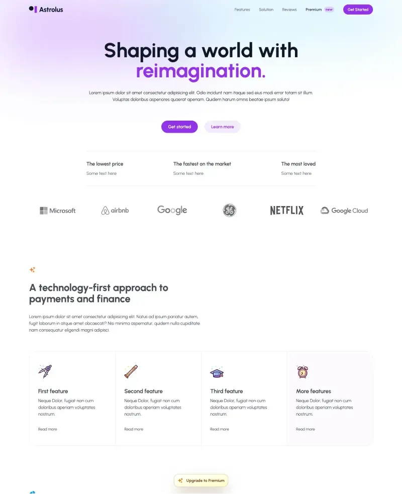 tailus astrolus free template header screenshot